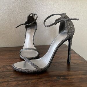 stuart weitzman nudist metallic silver heels - exclusive sample pair